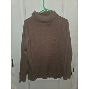 HWOKEFEIYU Womens Turtleneck Sweater Lot of 2 Brown Grey Size XL Raglan Sleeve